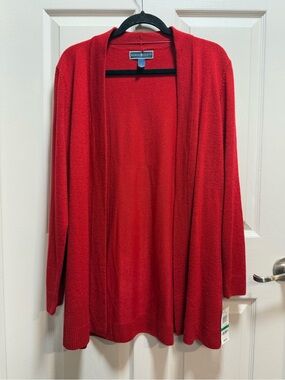 Karen Scott Red Open-Front Women's Cardigan size L NWT